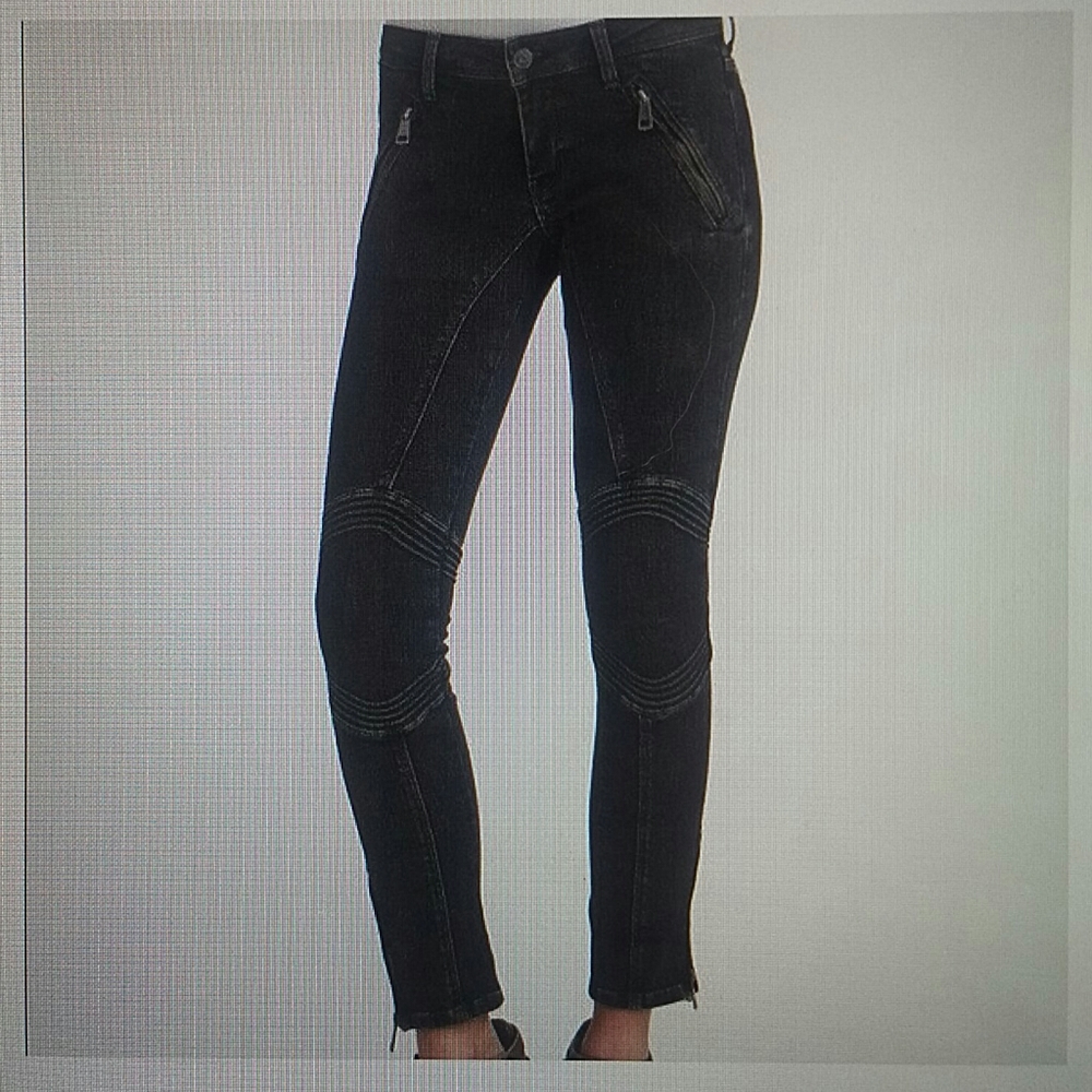 BURBERRY - stretch black moto Anika jeans
